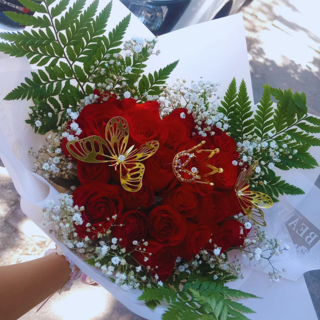 Mini Bouquet 24 Roses Flower with Accessories