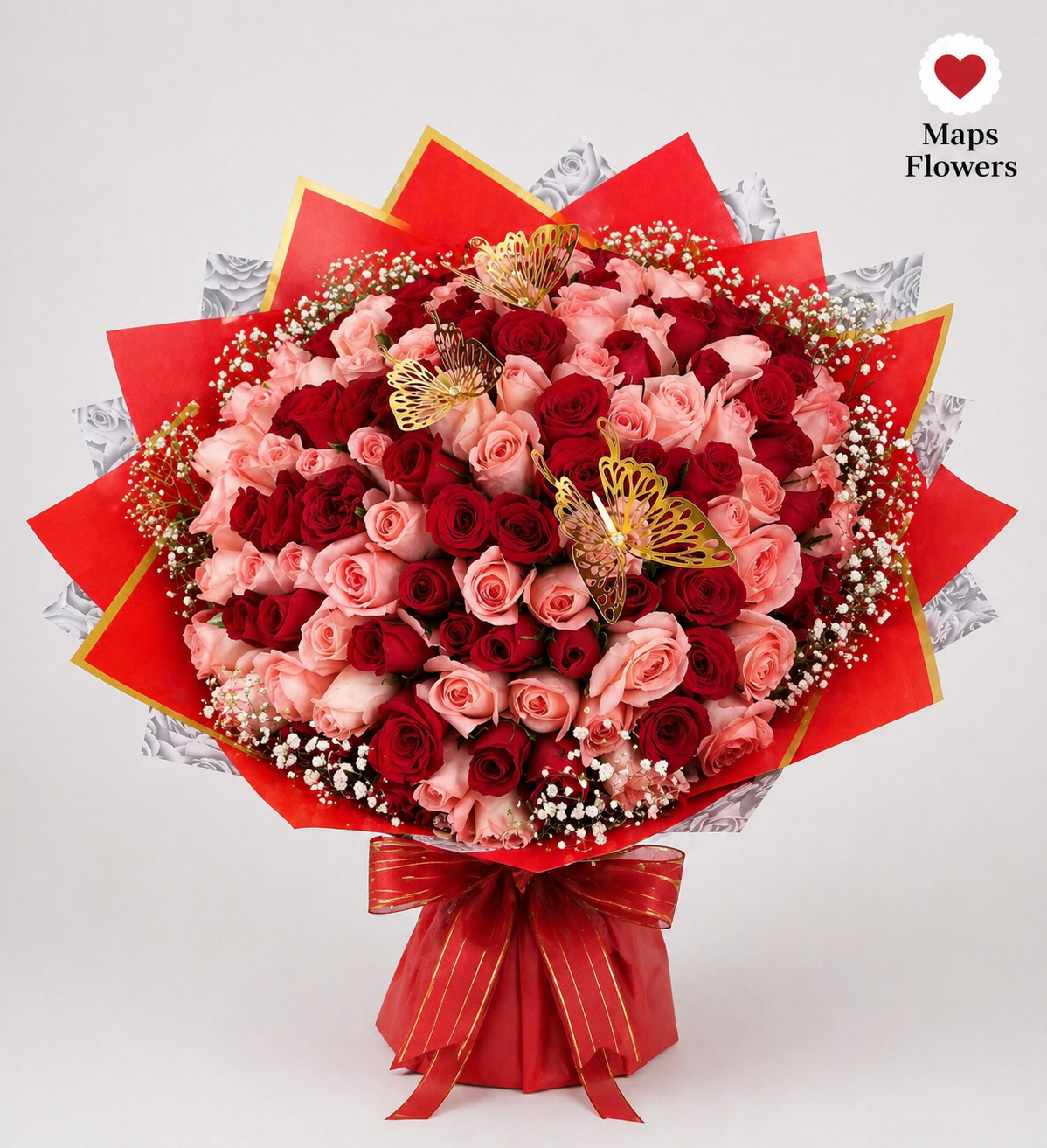 💐💎🦋 100 PREMIUM ROSES BOUQUET WITH ACCESSORIES