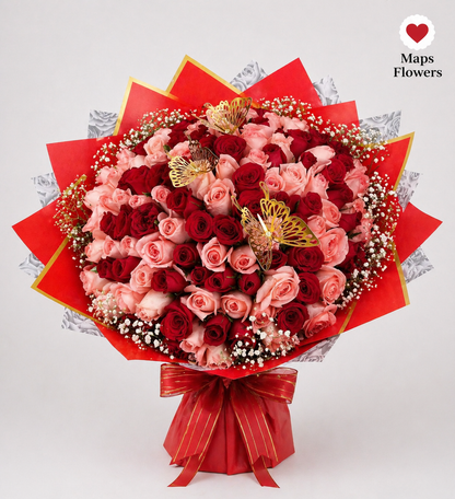 💐💎🦋 100 PREMIUM ROSES BOUQUET WITH ACCESSORIES