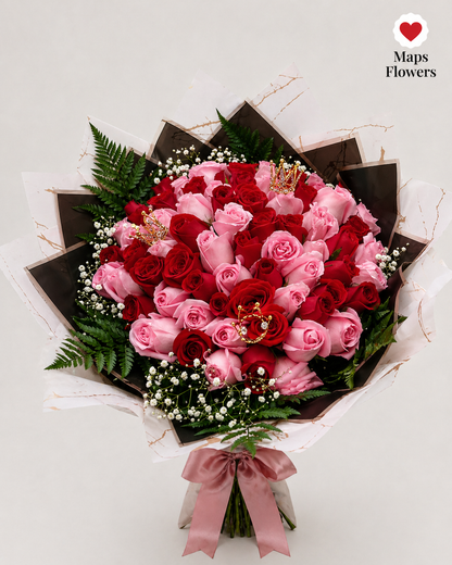 💐💎🦋 100 PREMIUM ROSES BOUQUET WITH ACCESSORIES