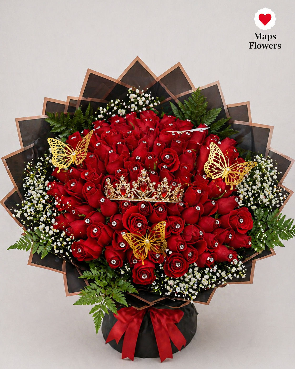 💐💎🦋 100 PREMIUM ROSES WITH DIAMONDS & ACCESSORIES