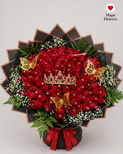 💐💎🦋 100 PREMIUM ROSES WITH DIAMONDS & ACCESSORIES