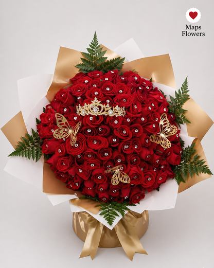 💐💎🦋 100 PREMIUM ROSES WITH DIAMONDS & ACCESSORIES