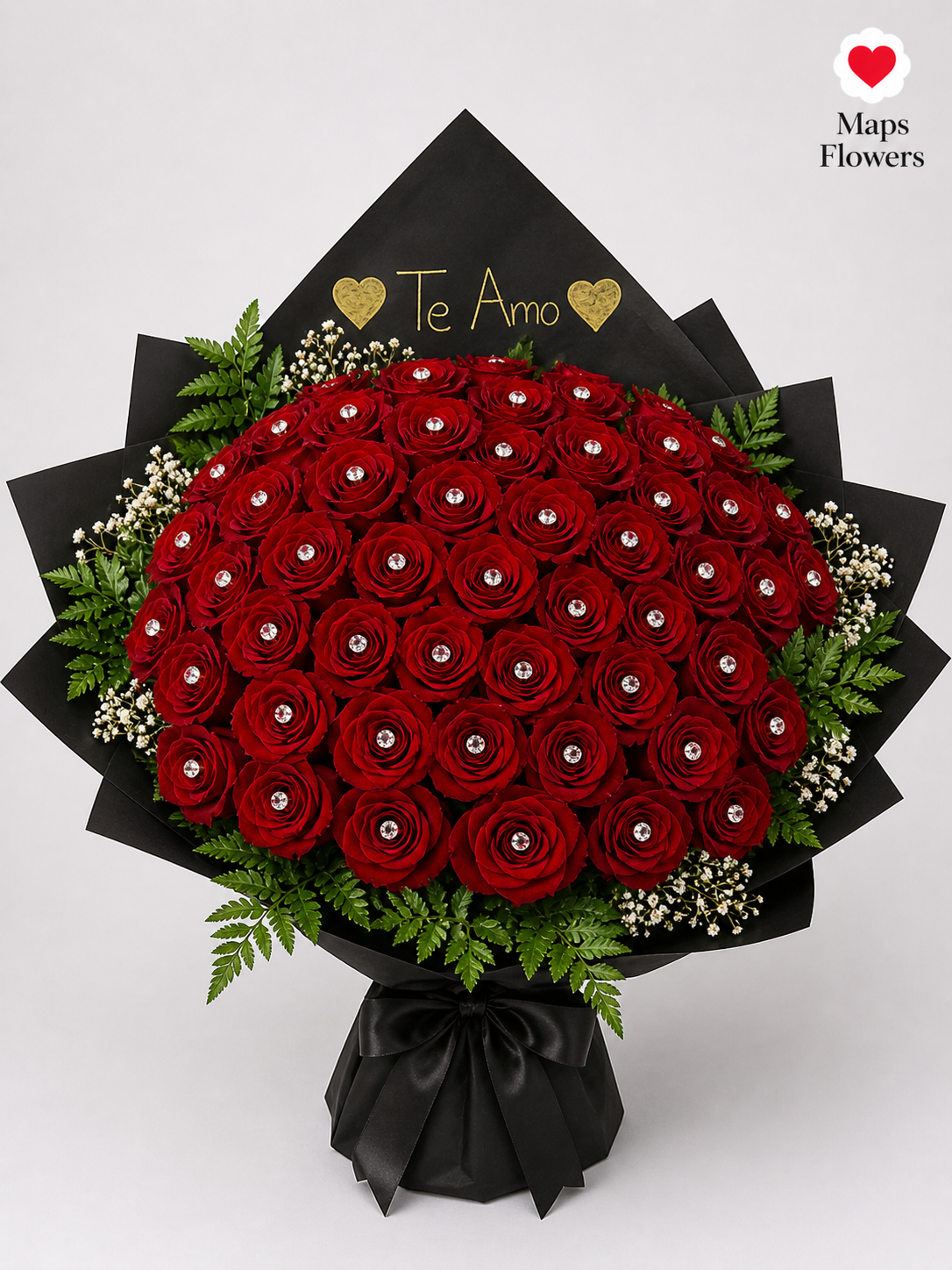 💐💎 100 PREMIUM ROSES BOUQUET WITH DIAMONDS