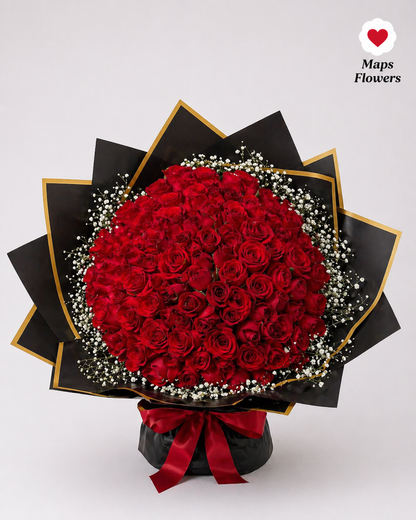 💐🌹 100 PREMIUM ROSES BOUQUET