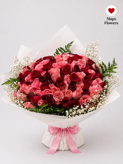 💐🌹 100 PREMIUM ROSES BOUQUET