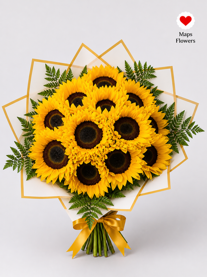 🌻 12 PREMIUM SUNFLOWERS BOUQUET 🌻