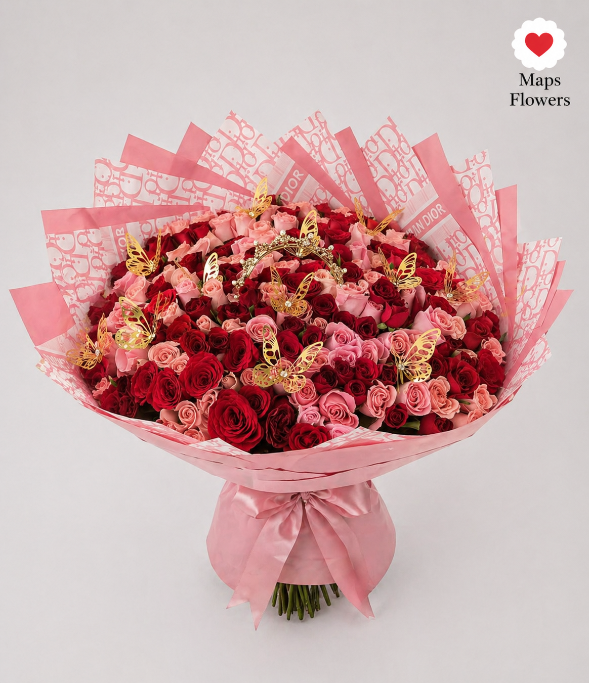 💐🌹🦋 BUCHON BOUQUET OF 200 PREMIUM ROSES WITH ACCESSORIES