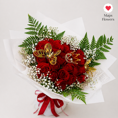 💐 24 PREMIUM ROSES BOUQUET WITH ACCESSORIES