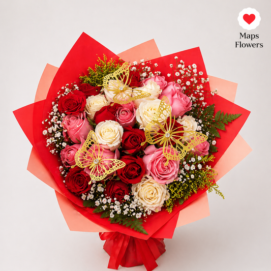 💐 24 PREMIUM ROSES BOUQUET WITH ACCESSORIES
