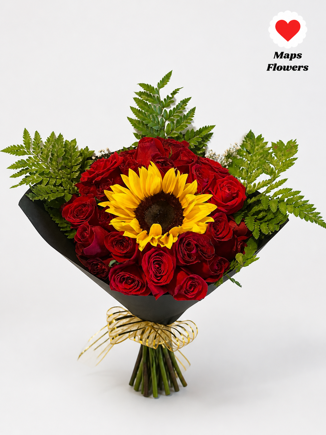 💐🌻🌹 24 PREMIUM ROSES & 1 SUNFLOWER BOUQUET