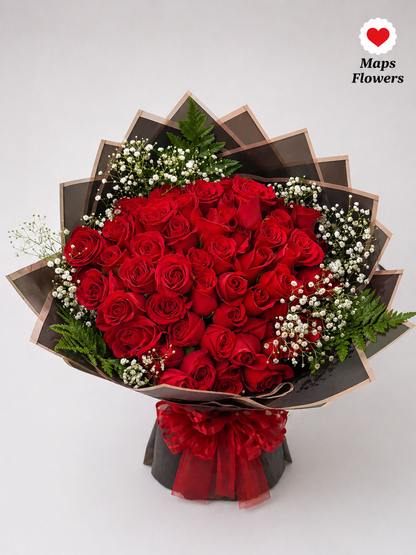 💐🌹 50 PREMIUM ROSES BOUQUET