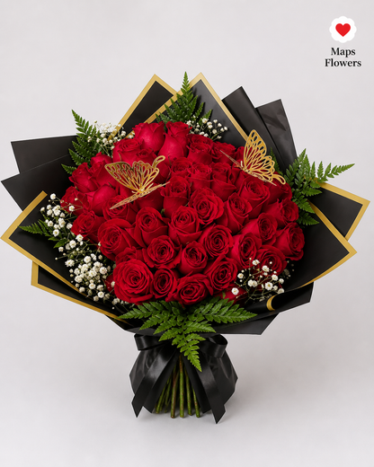 💐 50 PREMIUM ROSES BOUQUET WITH ACCESSORIES