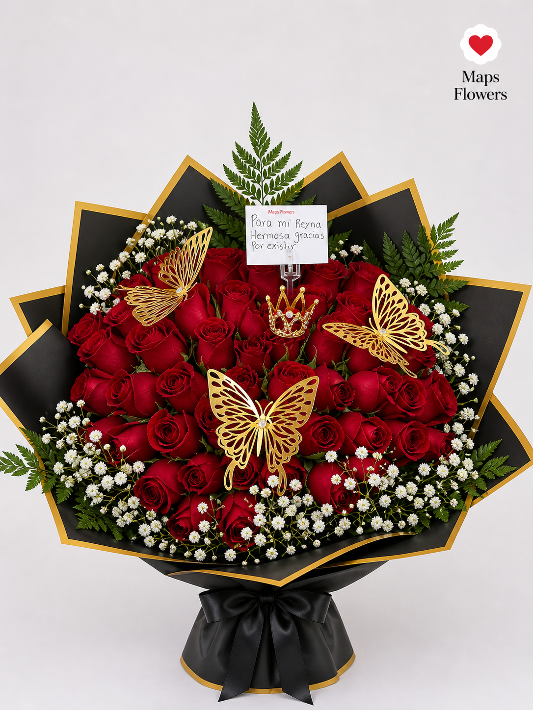 💐 50 PREMIUM ROSES BOUQUET WITH ACCESSORIES
