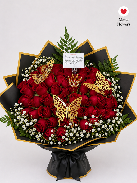 💐 50 PREMIUM ROSES BOUQUET WITH ACCESSORIES