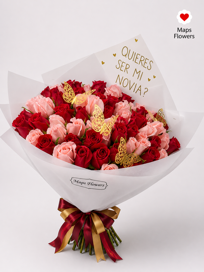 💐 50 PREMIUM ROSES BOUQUET WITH ACCESSORIES