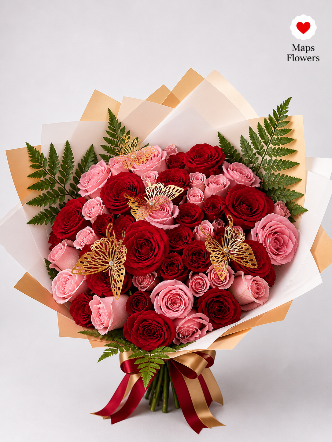 💐 50 PREMIUM ROSES BOUQUET WITH ACCESSORIES
