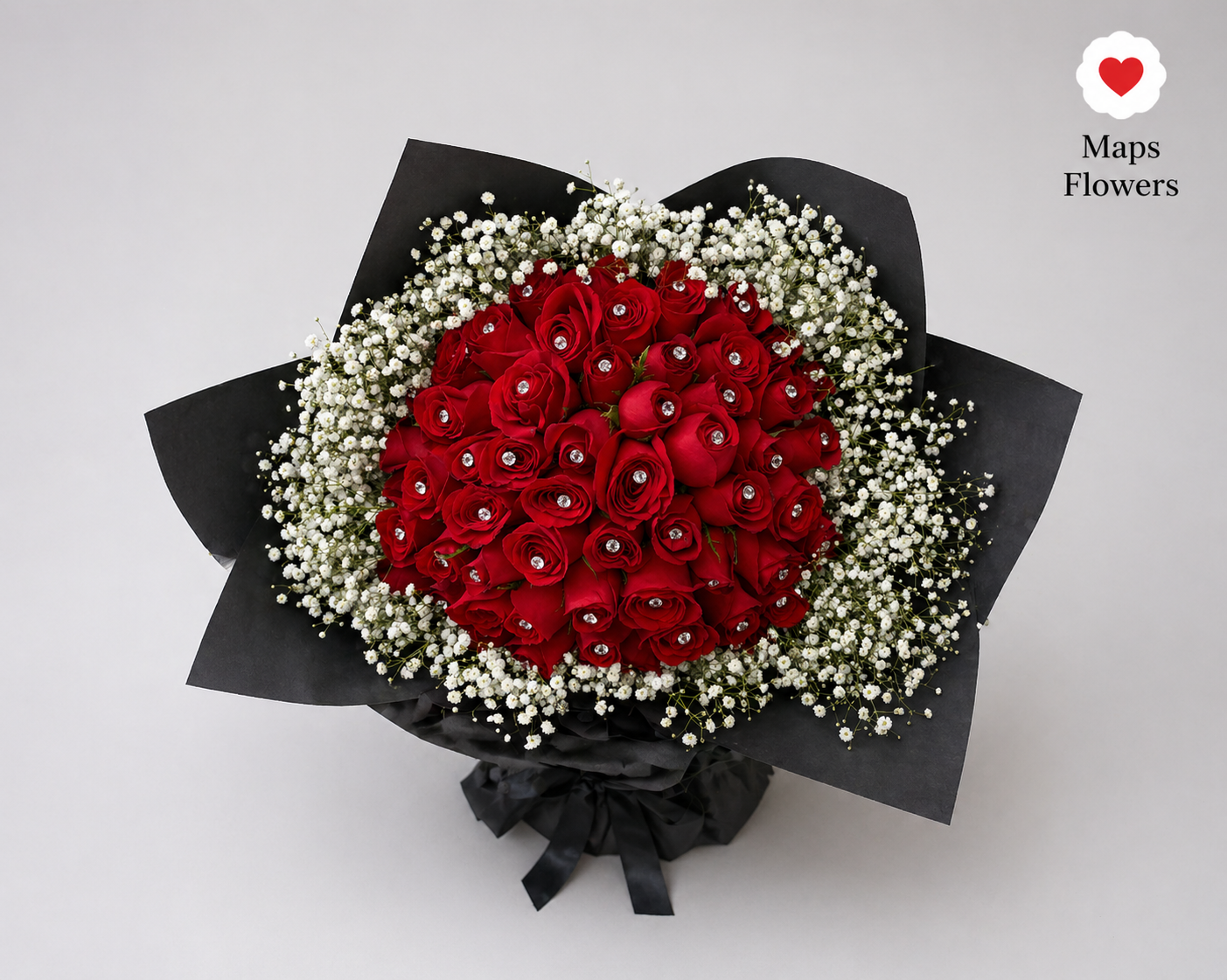 💎🌹 50 PREMIUM ROSES BOUQUET WITH DIAMONDS