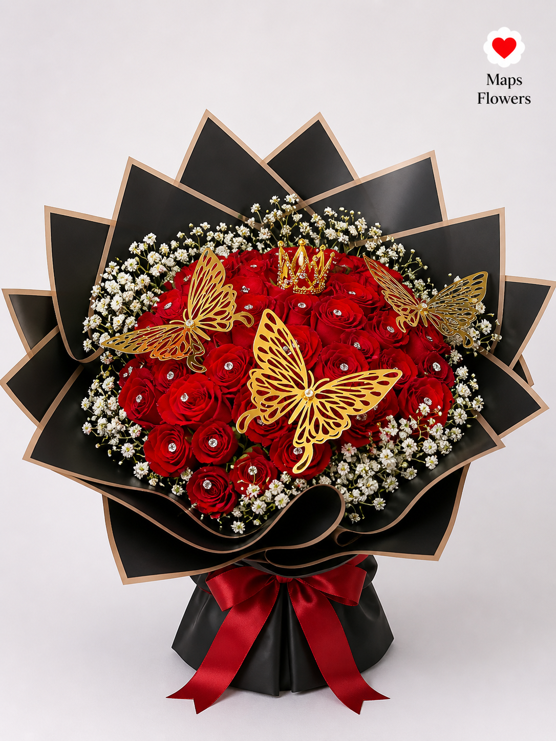 💐💎🦋 50 PREMIUM ROSES WITH DIAMONDS & ACCESSORIES