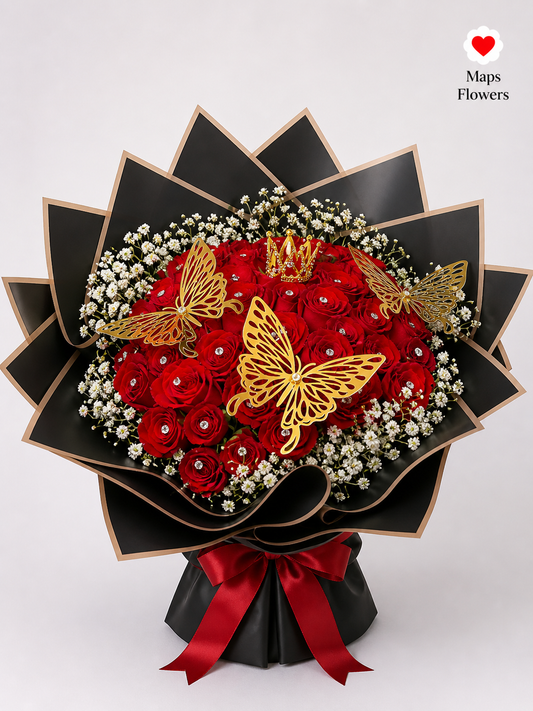 💐💎🦋 50 PREMIUM ROSES WITH DIAMONDS & ACCESSORIES