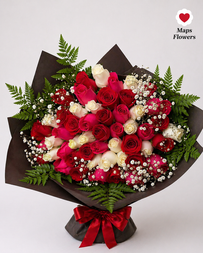 💐🌹 50 PREMIUM ROSES BOUQUET