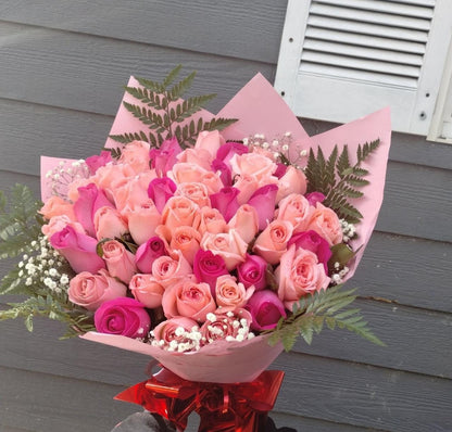 50 Roses Flower Buchon Bouquet